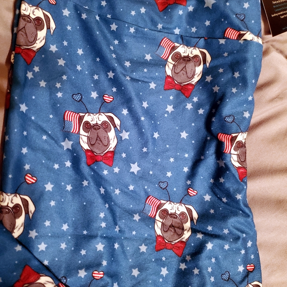 Charlie's Project OS 2-12 Blue American Flag Star Capri Pug leggings NWT - Picture 3 of 4